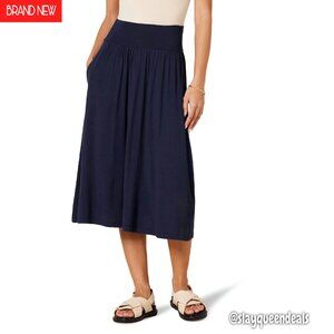 Soft Jersey Midi Skirt with Pockets, Relaxed Fit, Pull-On Waist